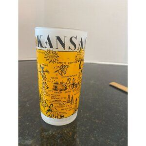 Hazel Atlas "Kansas" Frosted Souvenir Glass